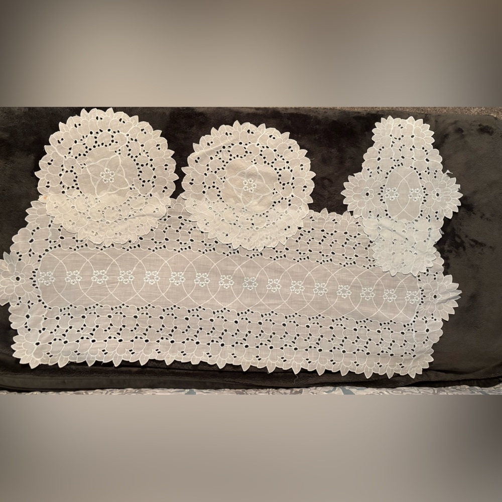 Pastel blue vintage doilies
